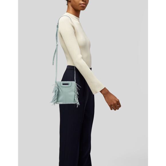 Maje Fringe Leather Mini Crossbody Bag - Slate Blue - Picture 2 of 12